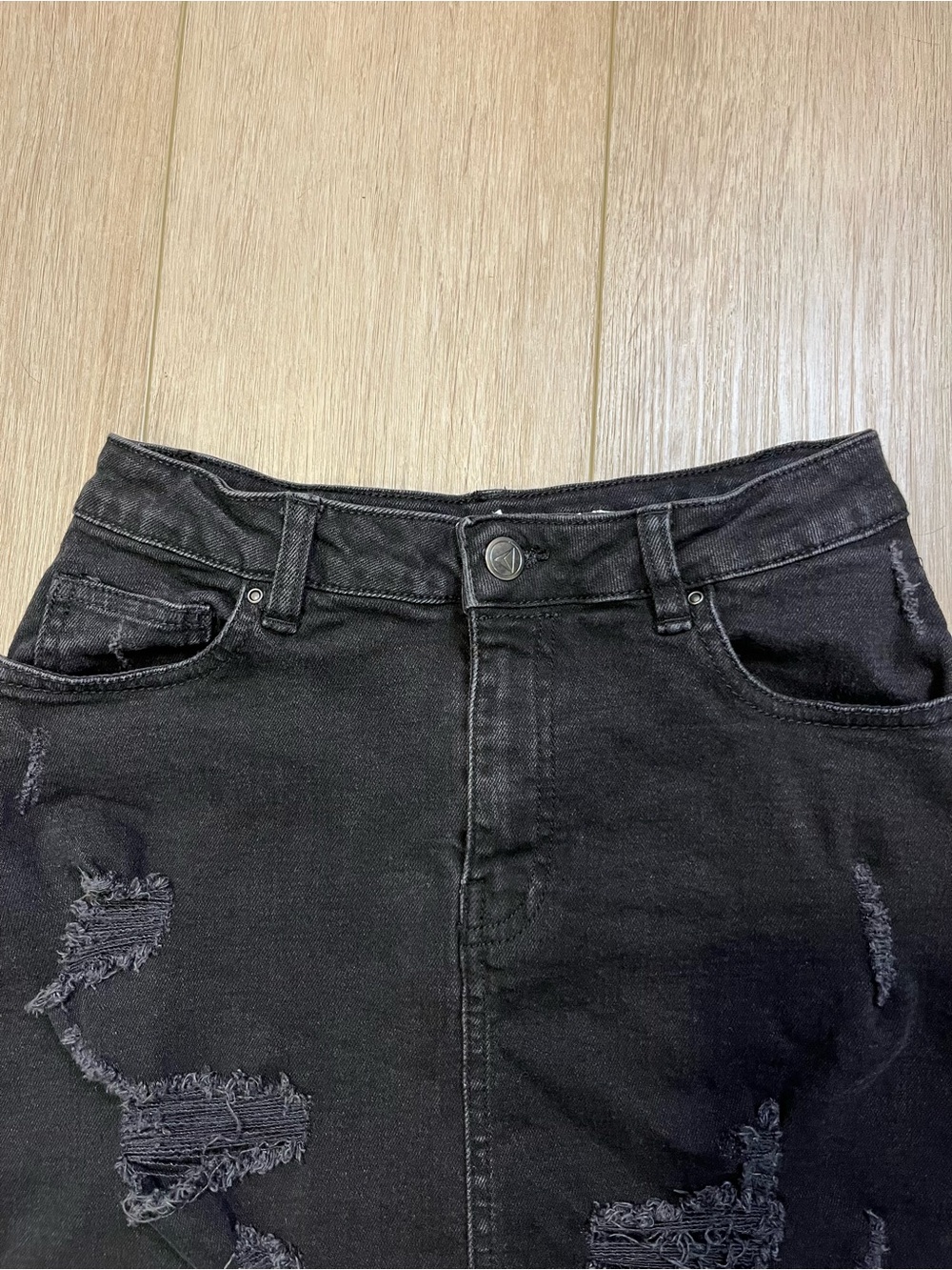 REBEL ROGUE Distressed Black Denim Mini Skirt - FREE SHIPPING on Bundles $95+ - Picture 2 of 10